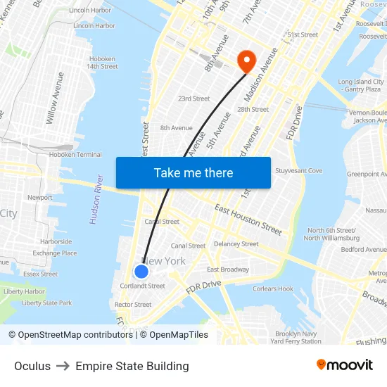 Oculus to Empire State Building map