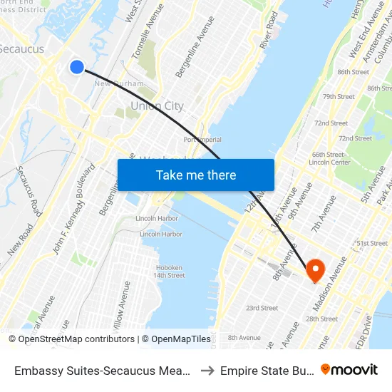 Embassy Suites-Secaucus Meadowlands to Empire State Building map