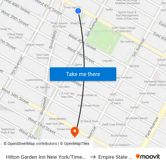 Hilton Garden Inn New York/Times Square Central to Empire State Building map