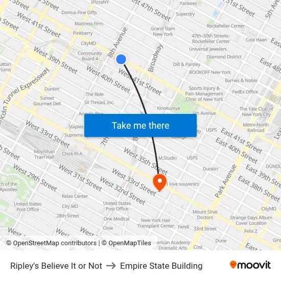 Ripley's Believe It or Not to Empire State Building map