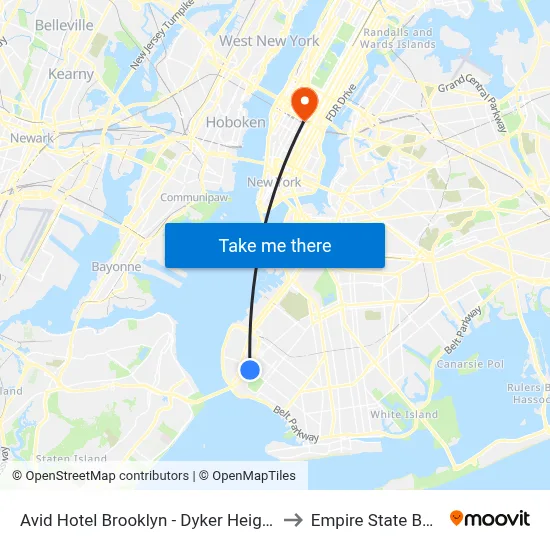 Avid Hotel Brooklyn - Dyker Heights by Ihg to Empire State Building map