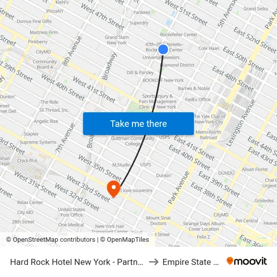 Hard Rock Hotel New York - Partner Of All Accor to Empire State Building map