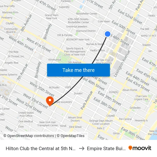 Hilton Club the Central at 5th New York to Empire State Building map