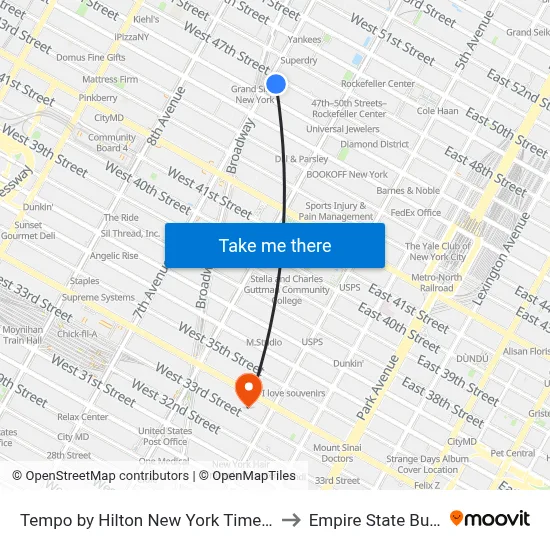 Tempo by Hilton New York Times Square to Empire State Building map