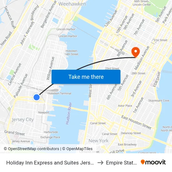 Holiday Inn Express and Suites Jersey City - Holland Tunnel to Empire State Building map