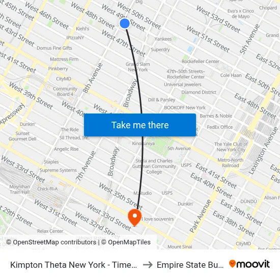 Kimpton Theta New York - Times Square to Empire State Building map