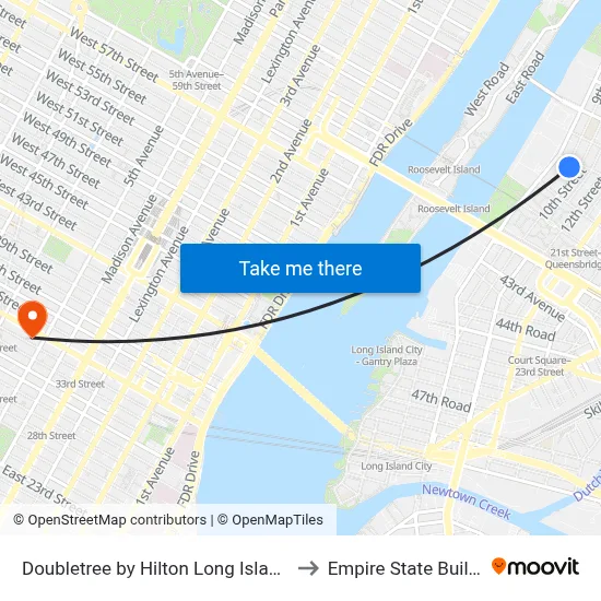 Doubletree by Hilton Long Island City to Empire State Building map