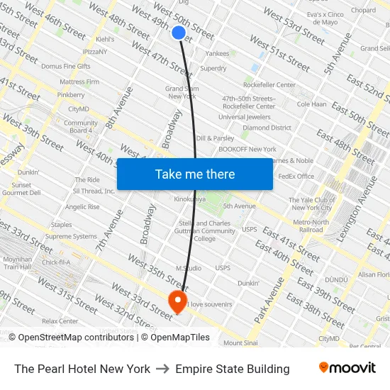 The Pearl Hotel New York to Empire State Building map