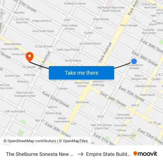 The Shelburne Sonesta New York to Empire State Building map