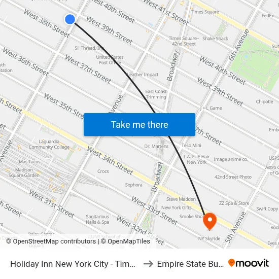 Holiday Inn New York City - Times Square to Empire State Building map