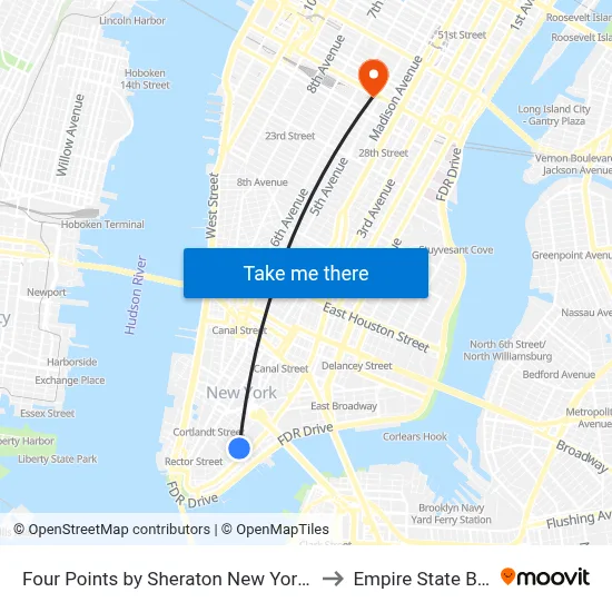 Four Points by Sheraton New York Downtown to Empire State Building map