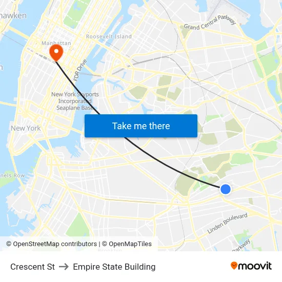 Crescent St to Empire State Building map