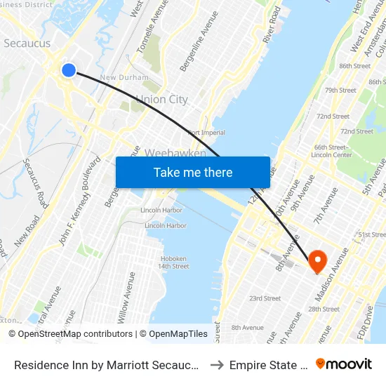 Residence Inn by Marriott Secaucus Meadowlands, 800 Plaza Dr to Empire State Building map