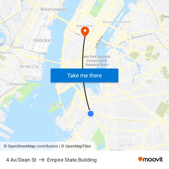 4 Av/Dean St to Empire State Building map