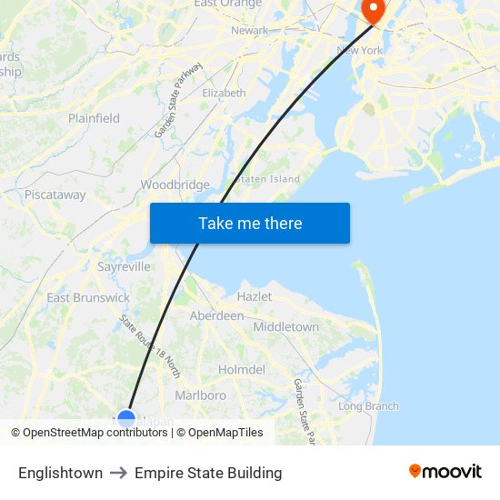 Englishtown to Empire State Building map