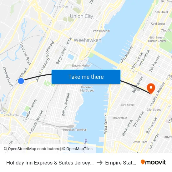 Holiday Inn Express & Suites Jersey City North - Hoboken to Empire State Building map