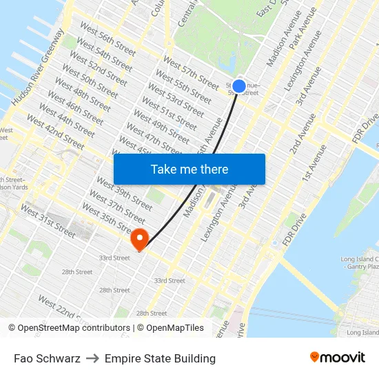 Fao Schwarz to Empire State Building map