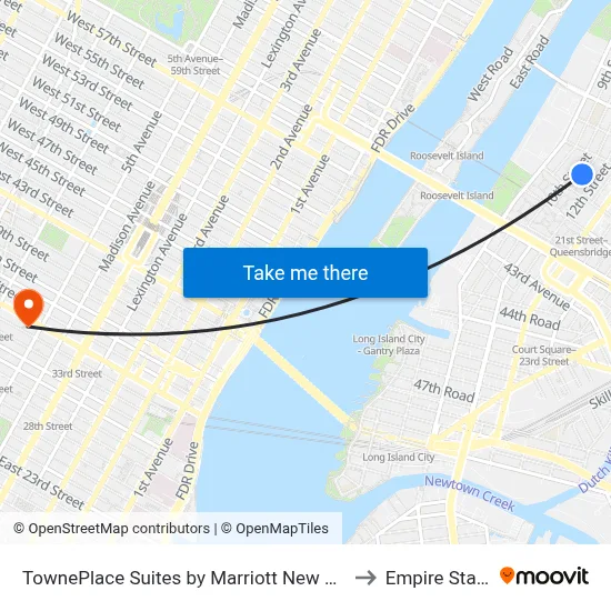 TownePlace Suites by Marriott New York Long Island City, Queens to Empire State Building map