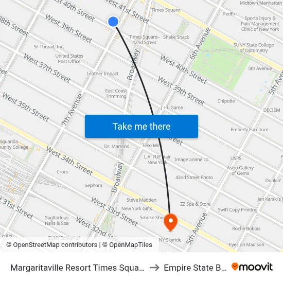 Margaritaville Resort Times Square, New York to Empire State Building map