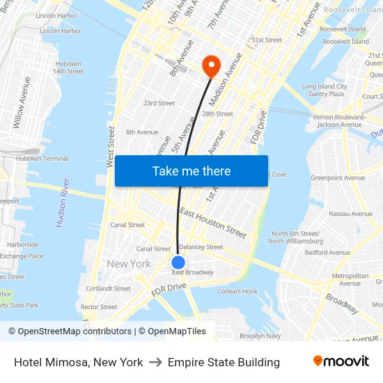 Hotel Mimosa, New York to Empire State Building map