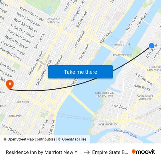 Residence Inn by Marriott New York Queens to Empire State Building map