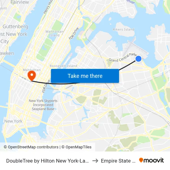DoubleTree by Hilton New York-LaGuardia, Queens to Empire State Building map