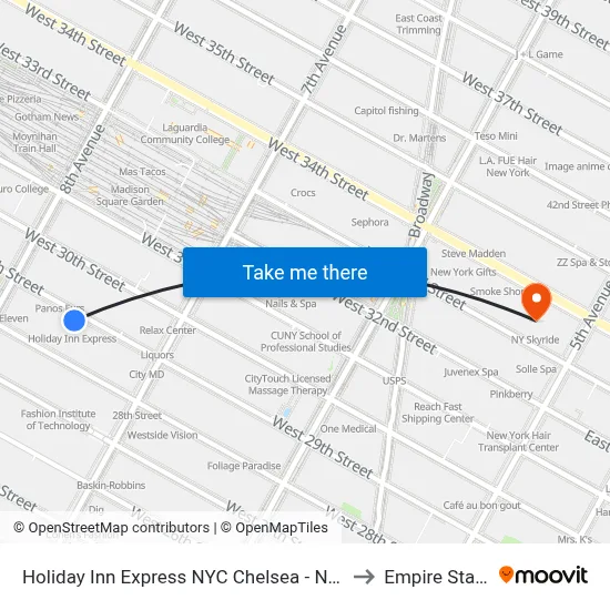 Holiday Inn Express NYC Chelsea - NoMad Area by IHG, New York to Empire State Building map