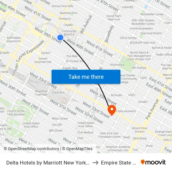 Delta Hotels by Marriott New York Times Square to Empire State Building map