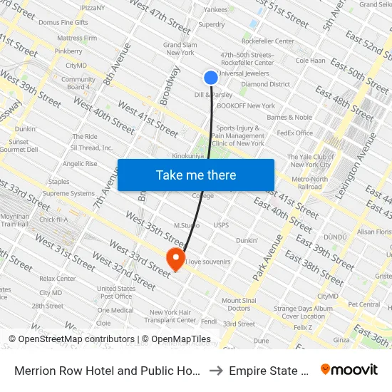 Merrion Row Hotel and Public House, New York to Empire State Building map