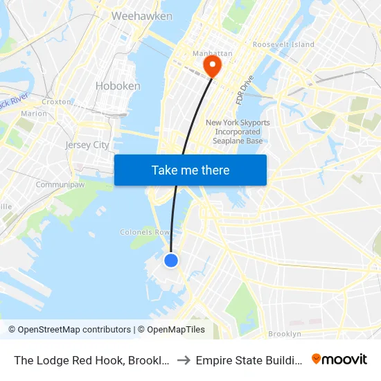 The Lodge Red Hook, Brooklyn to Empire State Building map