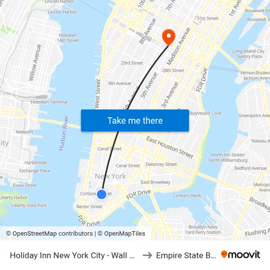 Holiday Inn New York City - Wall Street by IHG to Empire State Building map