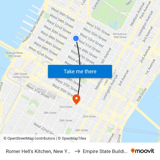 Romer Hell's Kitchen, New York to Empire State Building map