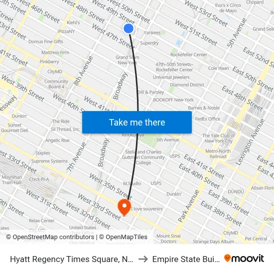 Hyatt Regency Times Square, New York to Empire State Building map