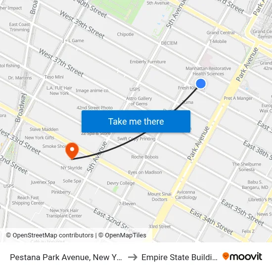 Pestana Park Avenue, New York to Empire State Building map