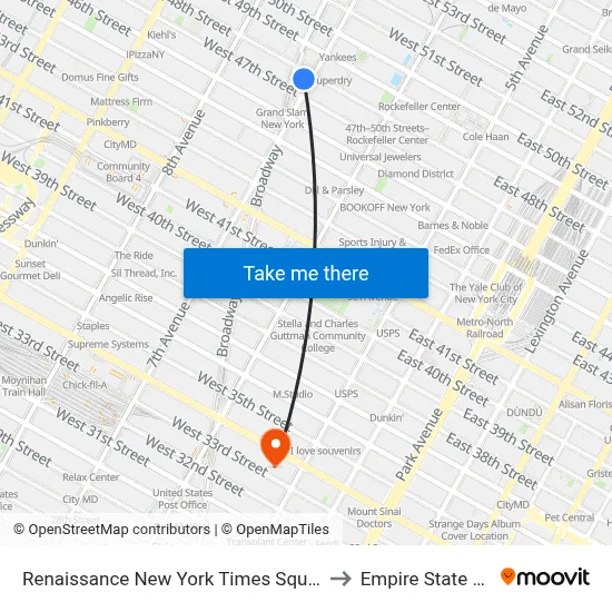 Renaissance New York Times Square by Marriott to Empire State Building map