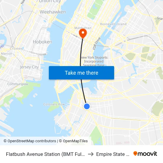 Flatbush Avenue Station (BMT Fulton Street Line) to Empire State Building map