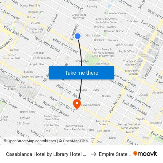 Casablanca Hotel by Library Hotel Collection, New York to Empire State Building map