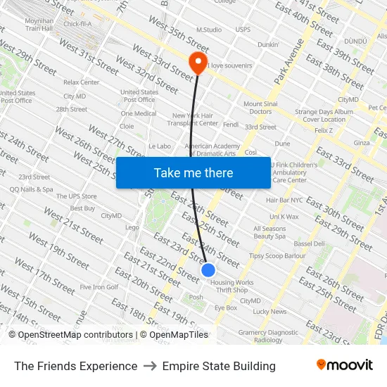 The Friends Experience to Empire State Building map