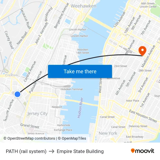 PATH (rail system) to Empire State Building map