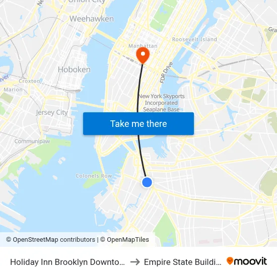 Holiday Inn Brooklyn Downtown to Empire State Building map