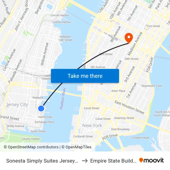 Candlewood Suites Jersey City to Empire State Building map