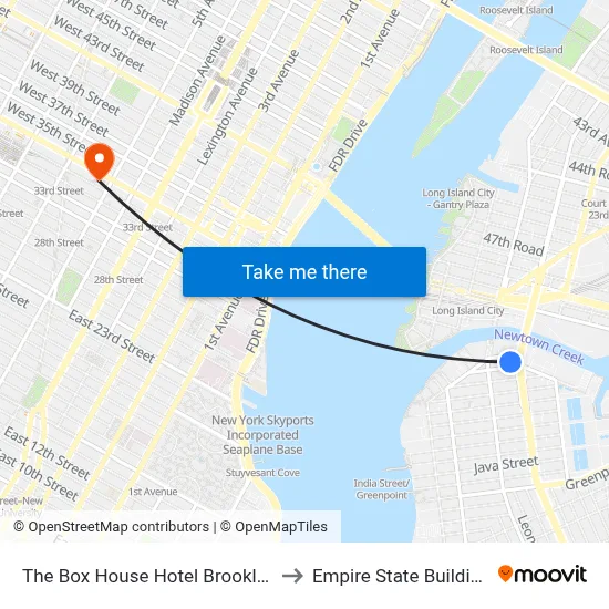 The Box House Hotel Brooklyn to Empire State Building map