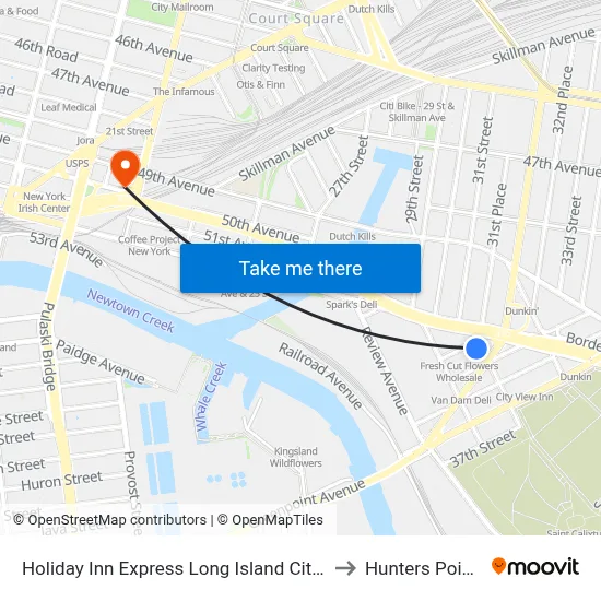Holiday Inn Express Long Island City E - New York by Ihg to Hunters Point Avenue map