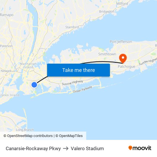 Canarsie-Rockaway Pkwy to Valero Stadium map