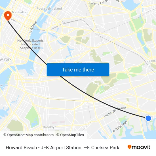 Howard Beach - JFK Airport Station to Chelsea Park map
