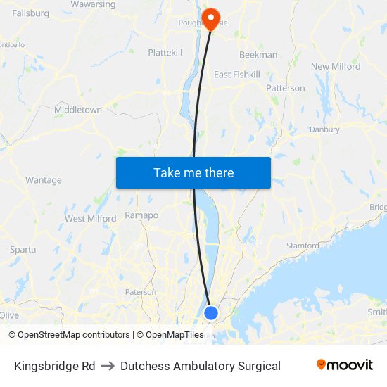 Kingsbridge Rd to Dutchess Ambulatory Surgical map