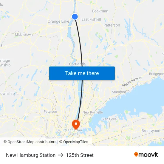 New Hamburg Station to 125th Street map