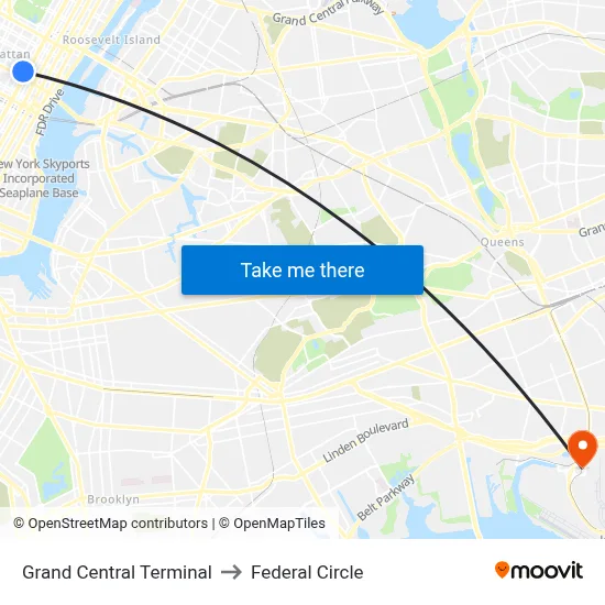 Grand Central Terminal to Federal Circle map