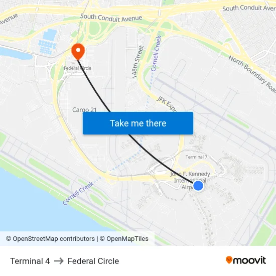 Terminal 4 to Federal Circle map