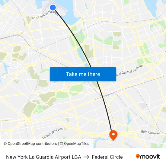 New York La Guardia Airport LGA to Federal Circle map